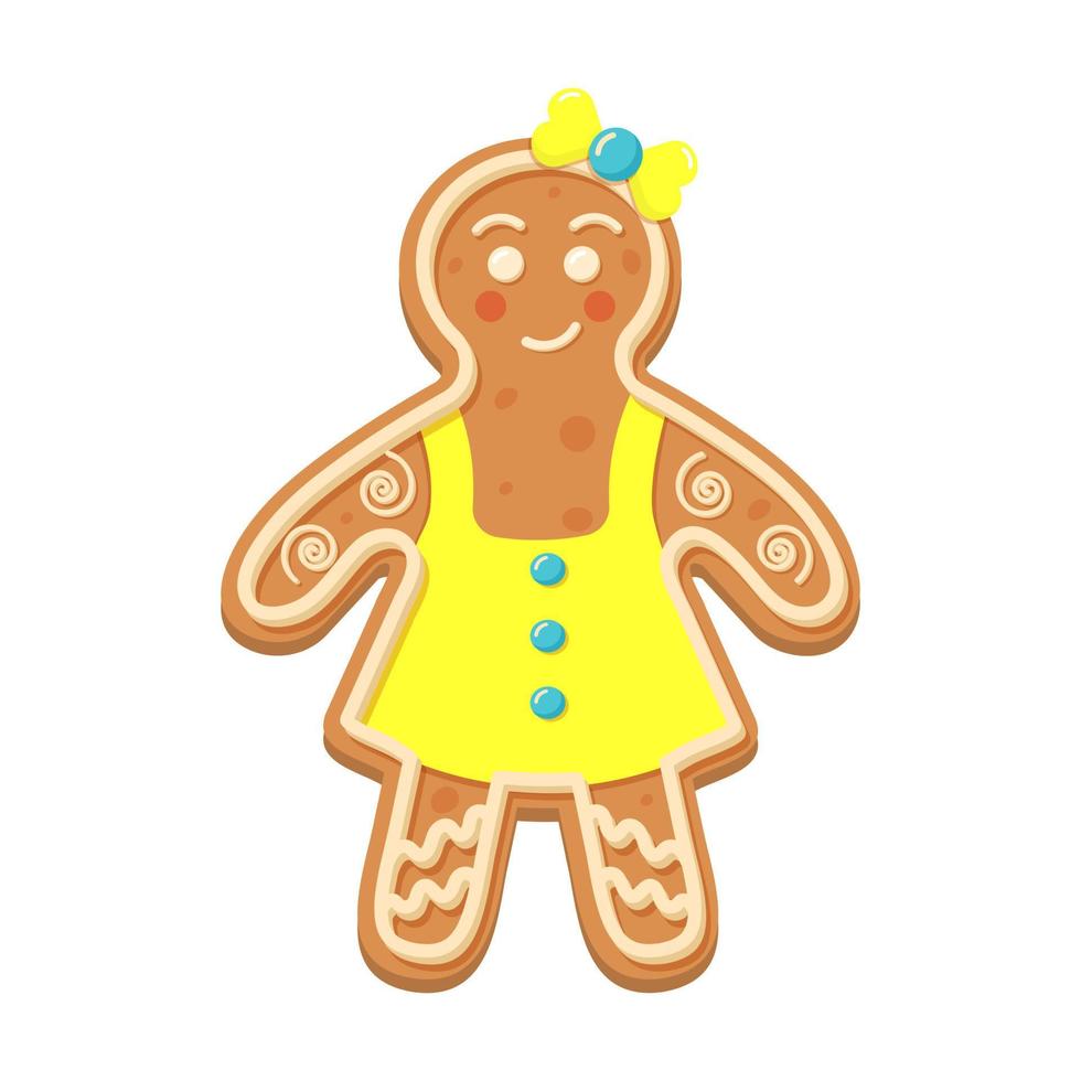 mujer de pan de jengibre. icono de navidad. vector