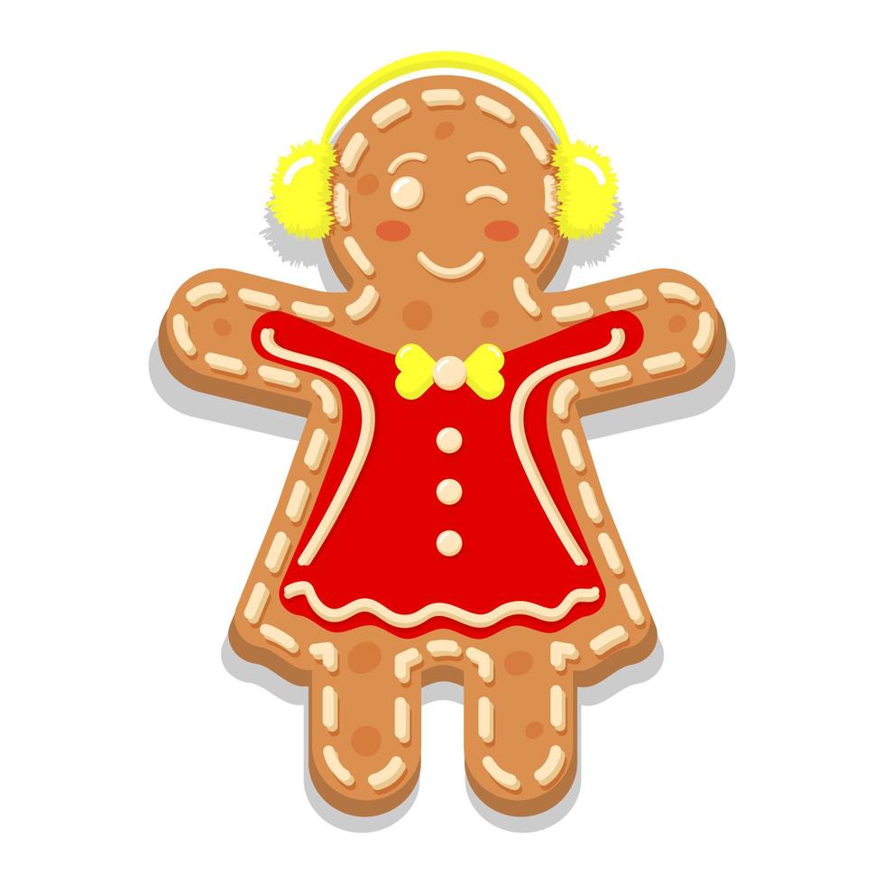 mujer de pan de jengibre. icono de navidad. vector