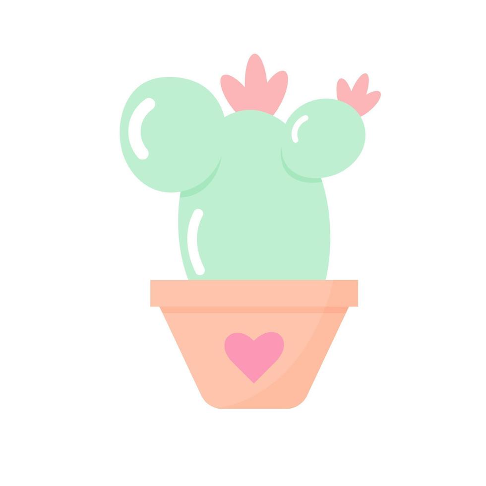 Cactus in a pot in delicate pastel colors. vector