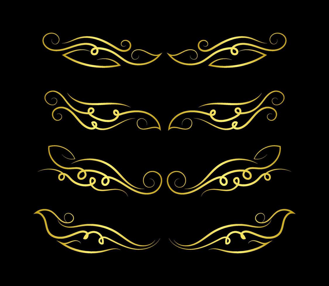 Colección de elementos de bordes, vector de ornamento floral remolino