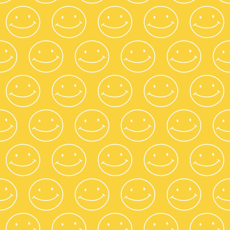 seamless pattern with cute smiley face shape yellow white background ready for your design vector