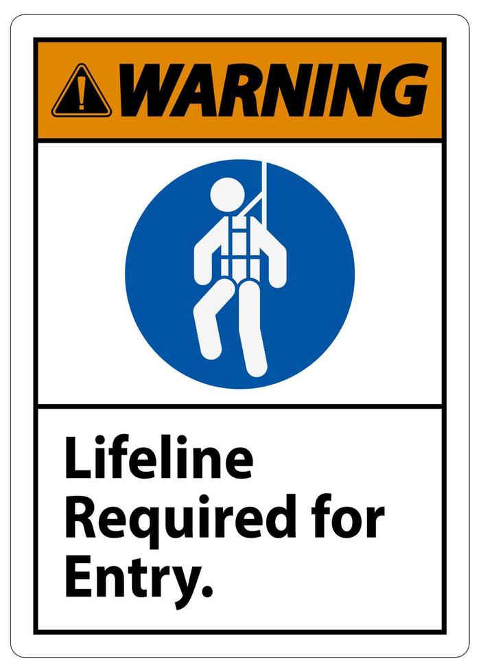 Warning Confined Space Sign Lifeline Required For Entry vector