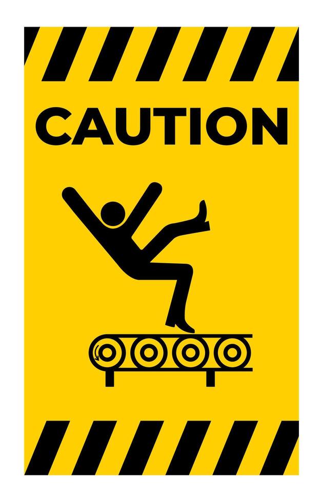 Fall Hazard From Conveyor Symbol Sign Isolate on White Background,Vector Illustration vector