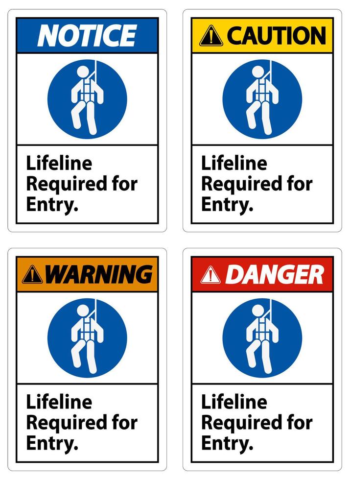 Warning Confined Space Sign Lifeline Required For Entry vector