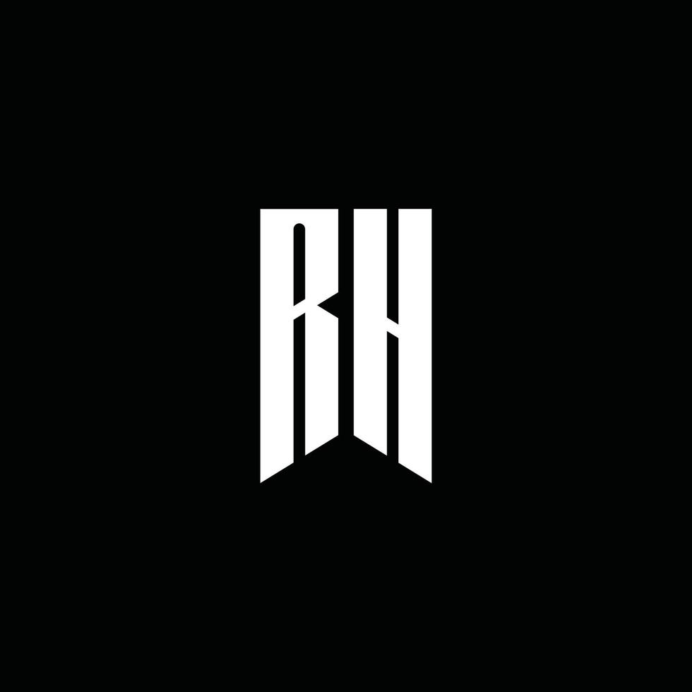 RH logo monogram with emblem style isolated on black background vector