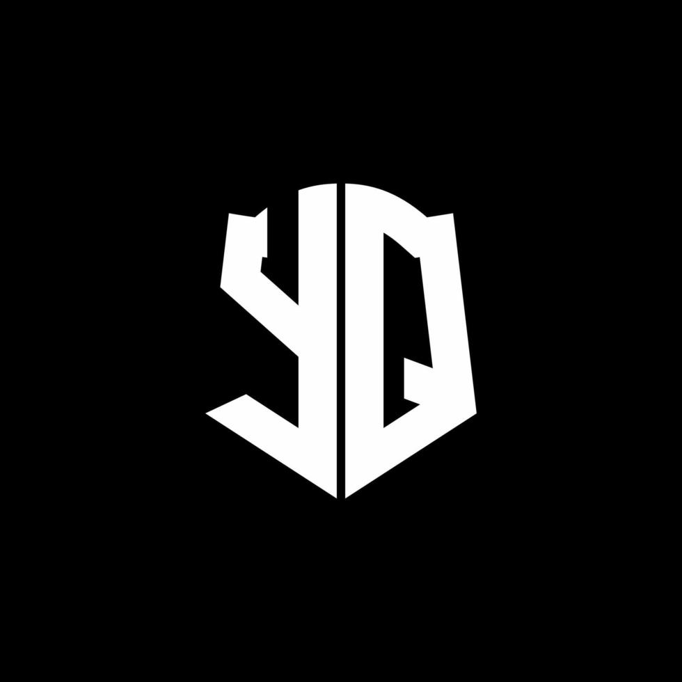 Cinta del logotipo de la letra del monograma yq con el estilo del escudo aislado en fondo negro vector