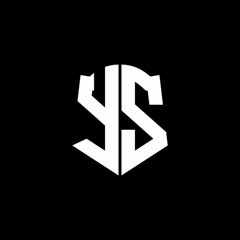 Cinta del logotipo de la letra del monograma de ys con el estilo del escudo aislado en fondo negro vector