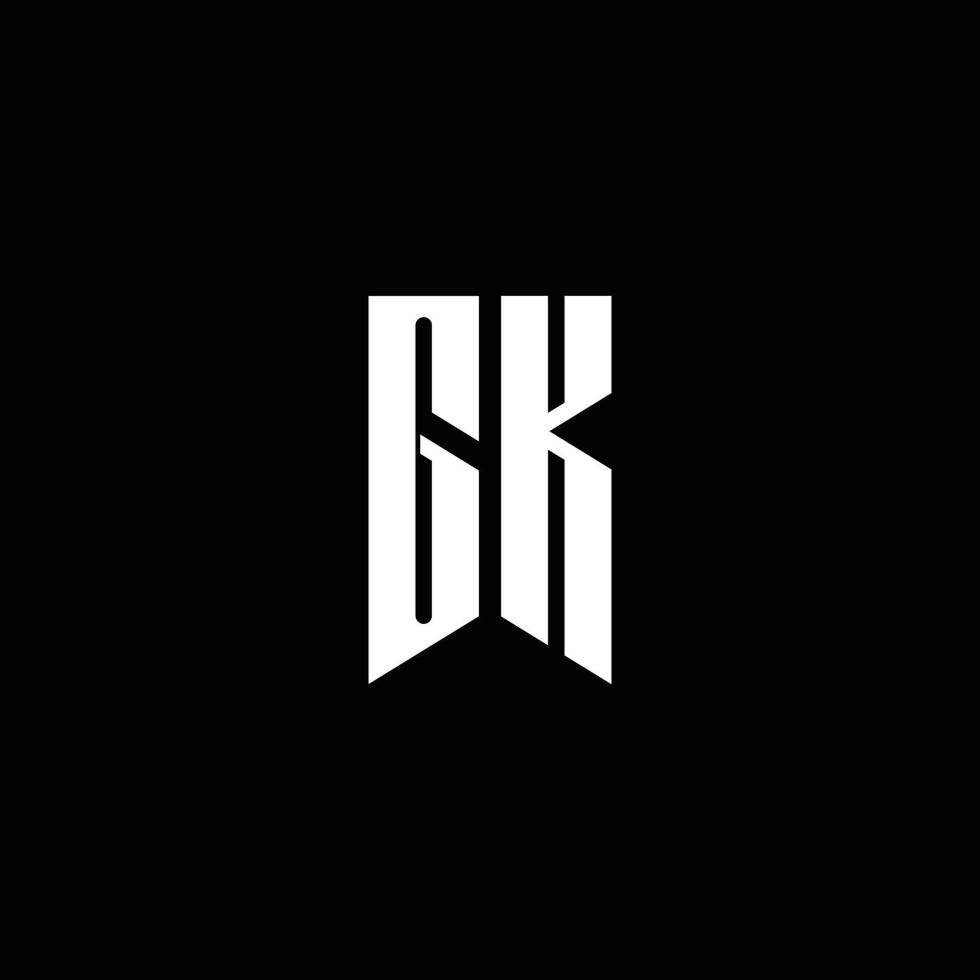 Monograma del logotipo de gk con estilo emblema aislado sobre fondo negro vector