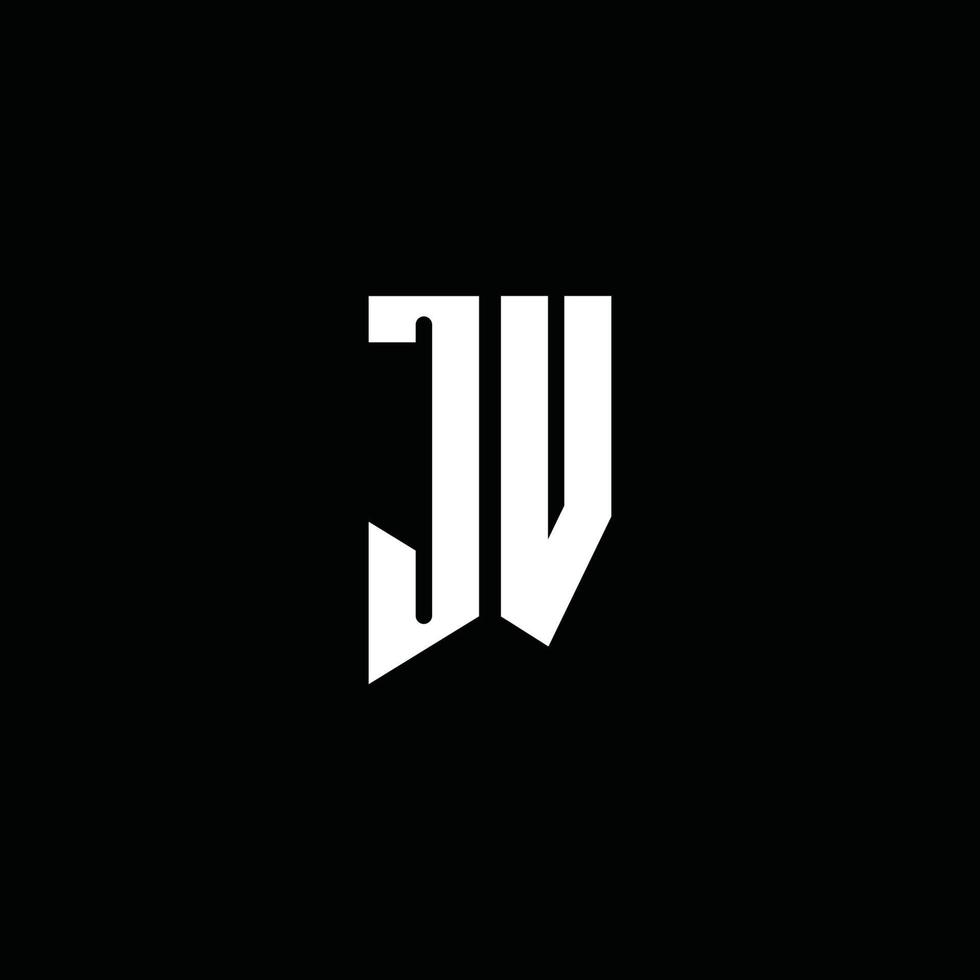 Monograma del logotipo de JV con estilo emblema aislado sobre fondo negro vector