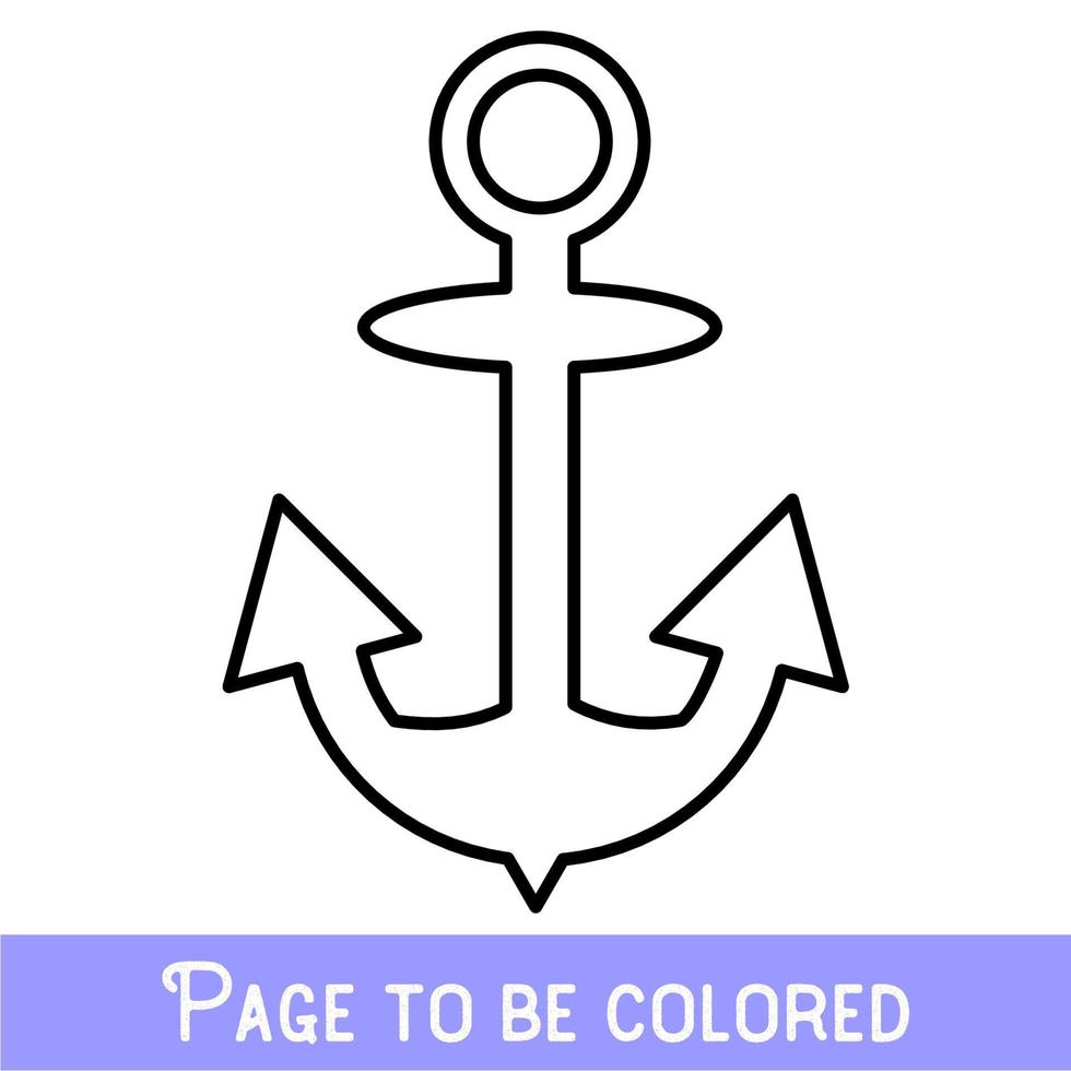 Funny Anchor to be colored, the coloring book for preschool kids with easy educational gaming level, medium. vector