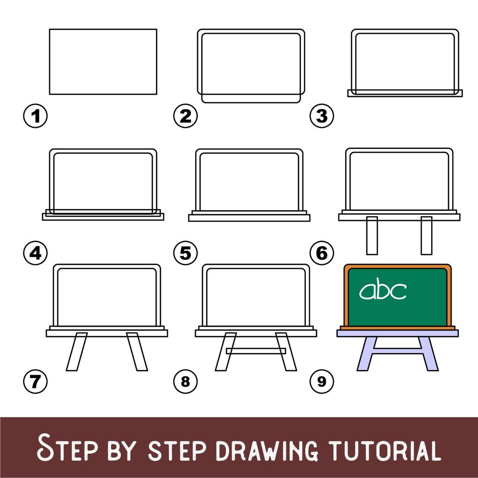 Kid game to develop drawing skill with easy gaming level for preschool kids, drawing educational tutorial for Green Board. vector