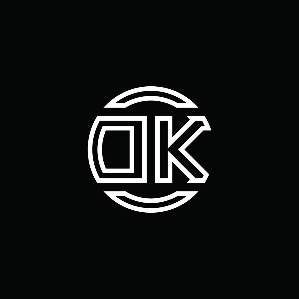 Monograma del logotipo de dk con plantilla de diseño redondeado de círculo de espacio negativo vector