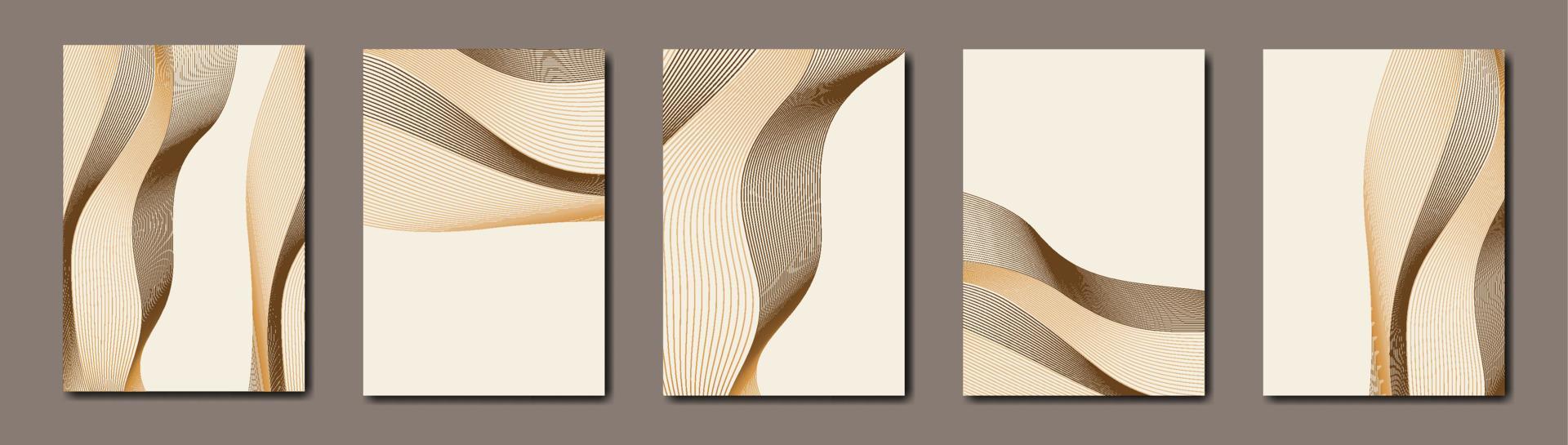 Set of templates for business brochures. Minimal wavy geometric cover. Vector abstract line pattern for poster design. A4 prints for banner background. Graphic pattern for annual album backdrop