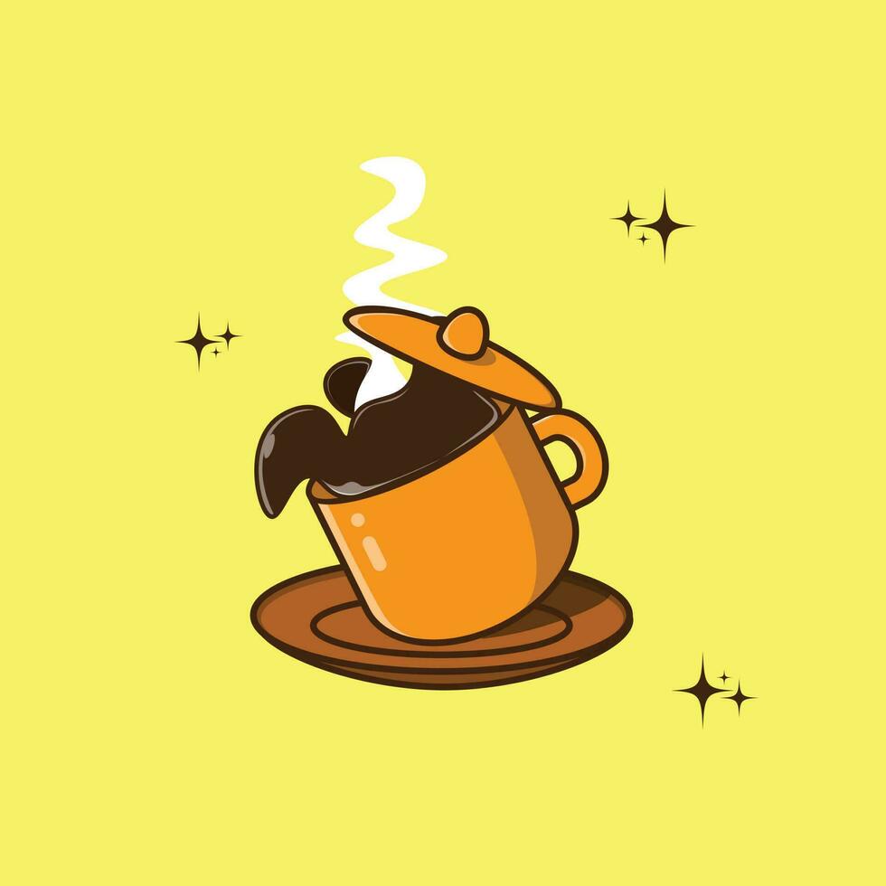Cartoon vector icon illustration of a cup of spilled hot coffee. Premium vector isolated concept icon. Flat cartoon style