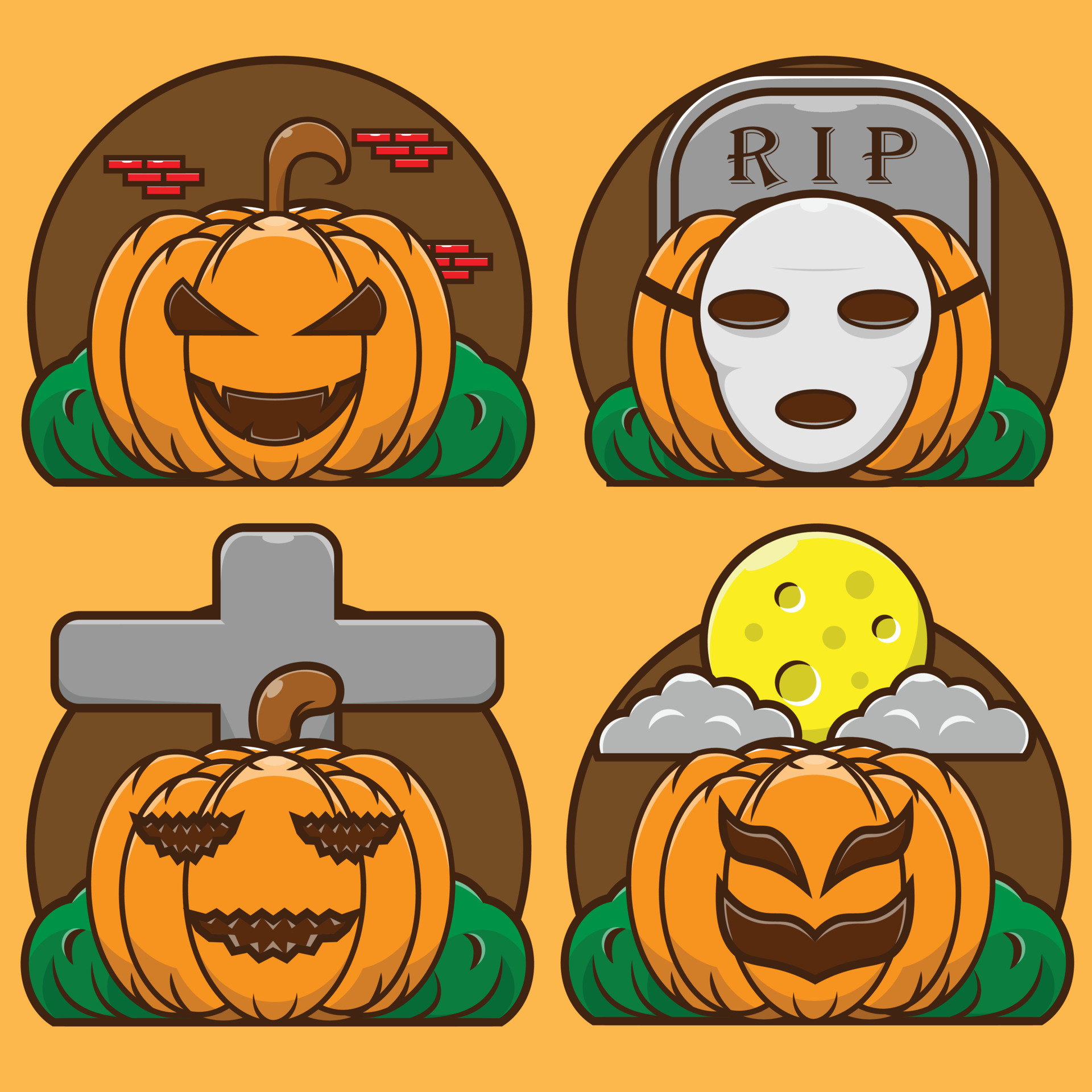 Premium Vector  Scary face pumpkin illustration vector concept