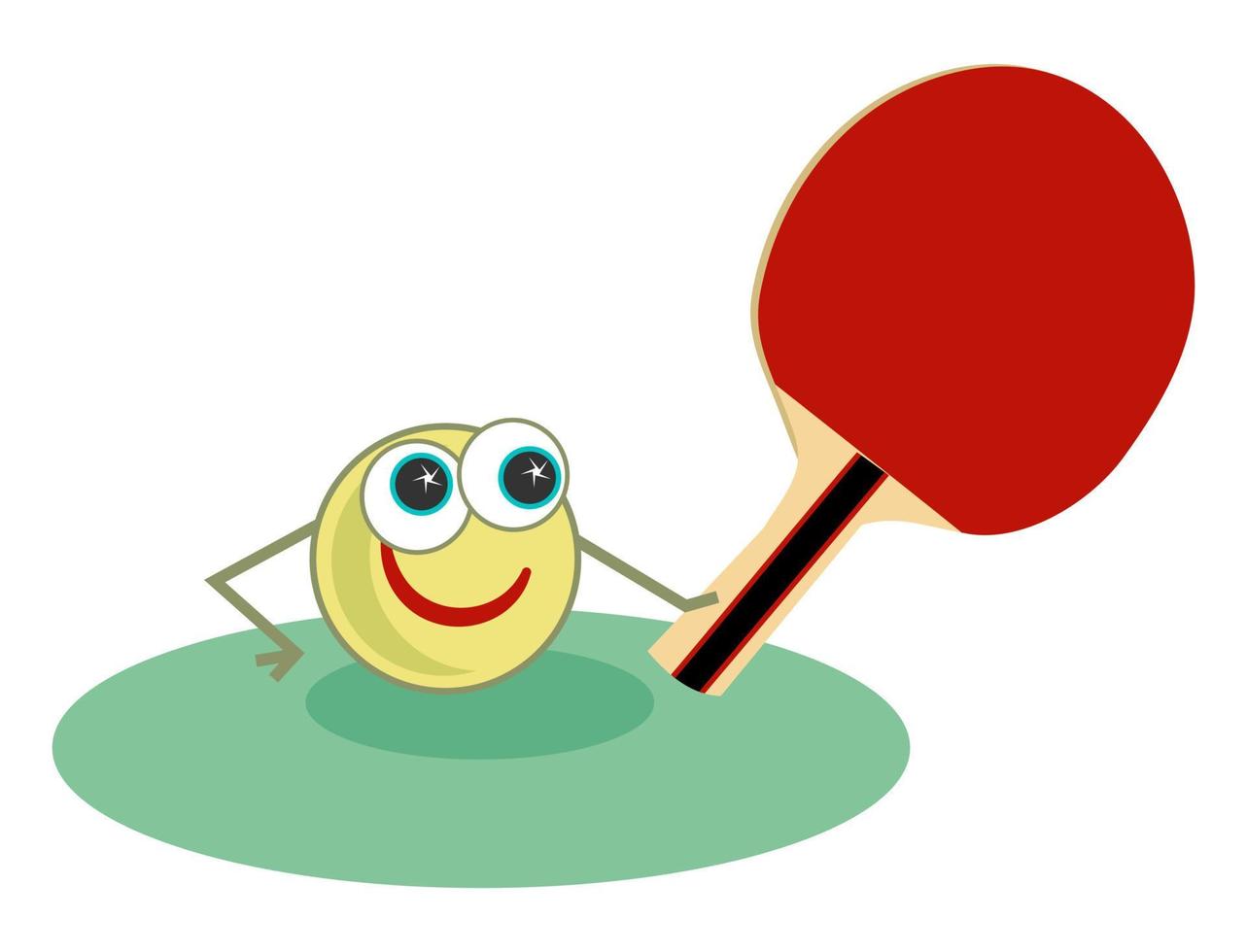 Pelota de ping pong de divertidos dibujos animados jugando tenis de mesa vector