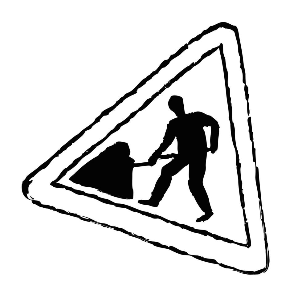 Grunge Sketchy Road Works Sign vector