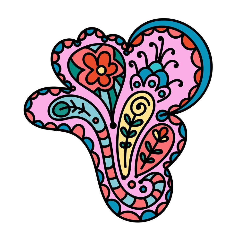 Doodle abstract colorful element. Hand drawn paisley. vector