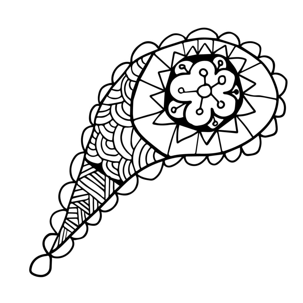 Cute doodle floral paisley isolated on white background. Ornamental flower element for design. vector