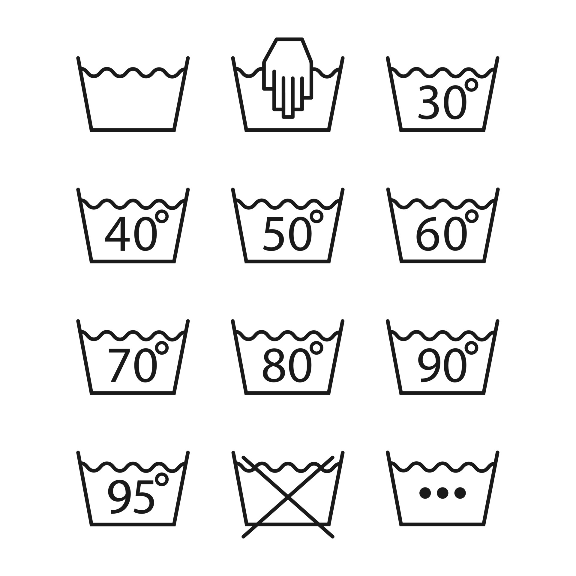 Laundry icons, washing symbols and signs for cloth 4293370 Vector Art at Vecteezy