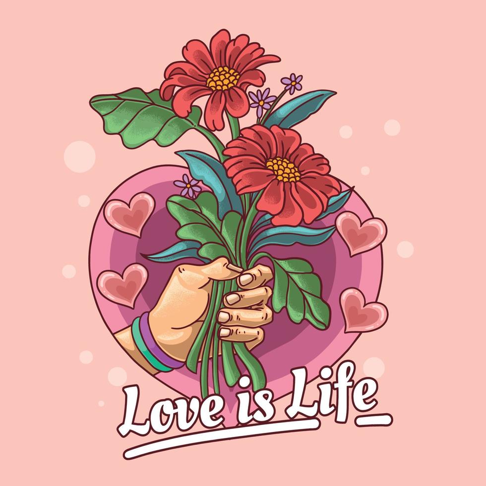 regalo de flores de san valentín vector