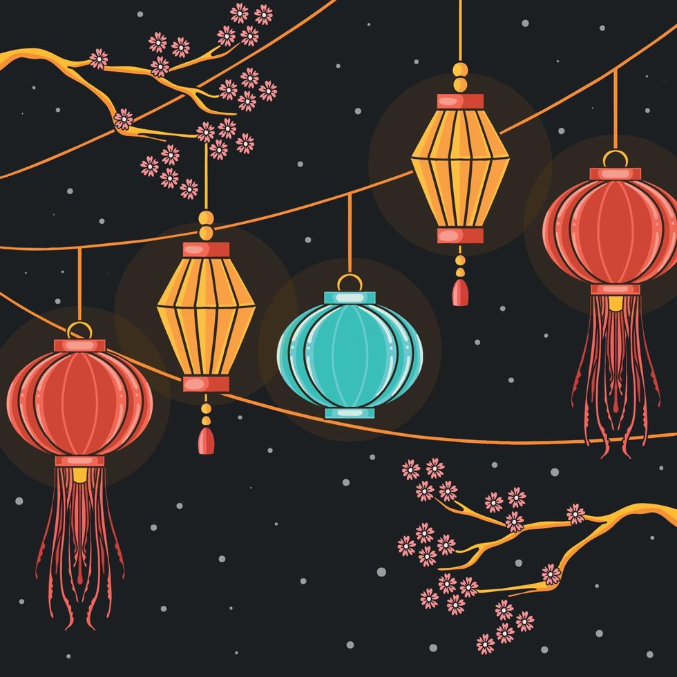 Festival Chinese New year Lantern vector