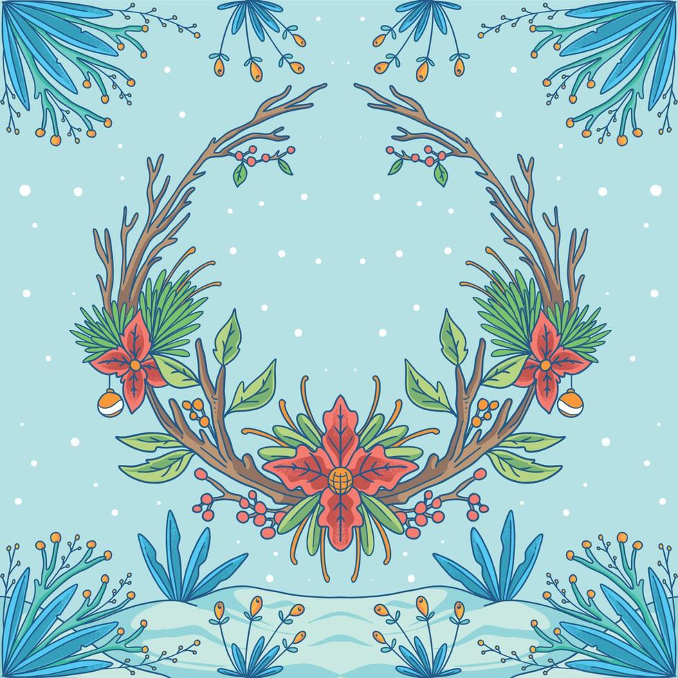 navidad de invierno floral vector