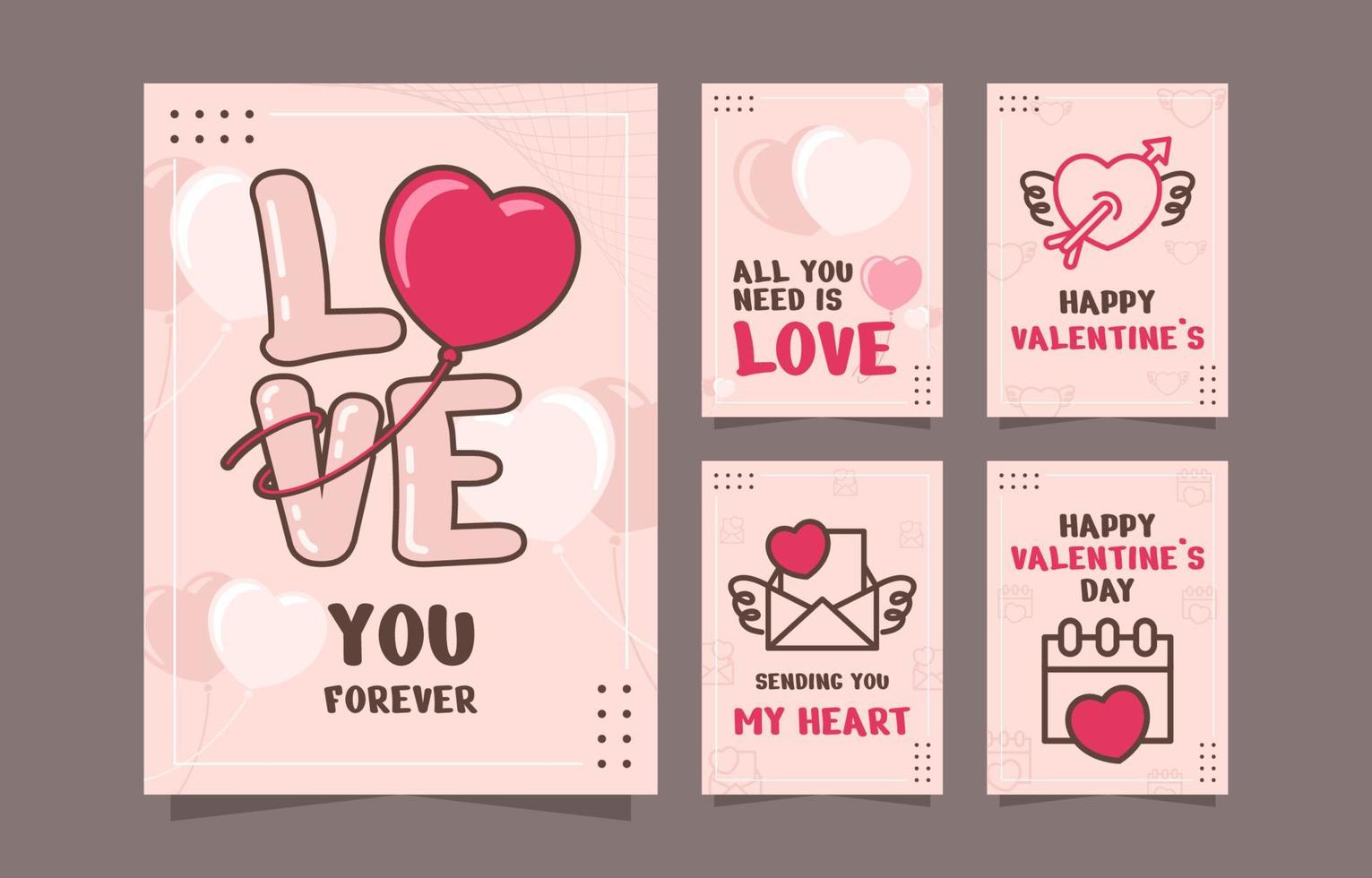 feliz día de san valentín colección de tarjetas de felicitación vector