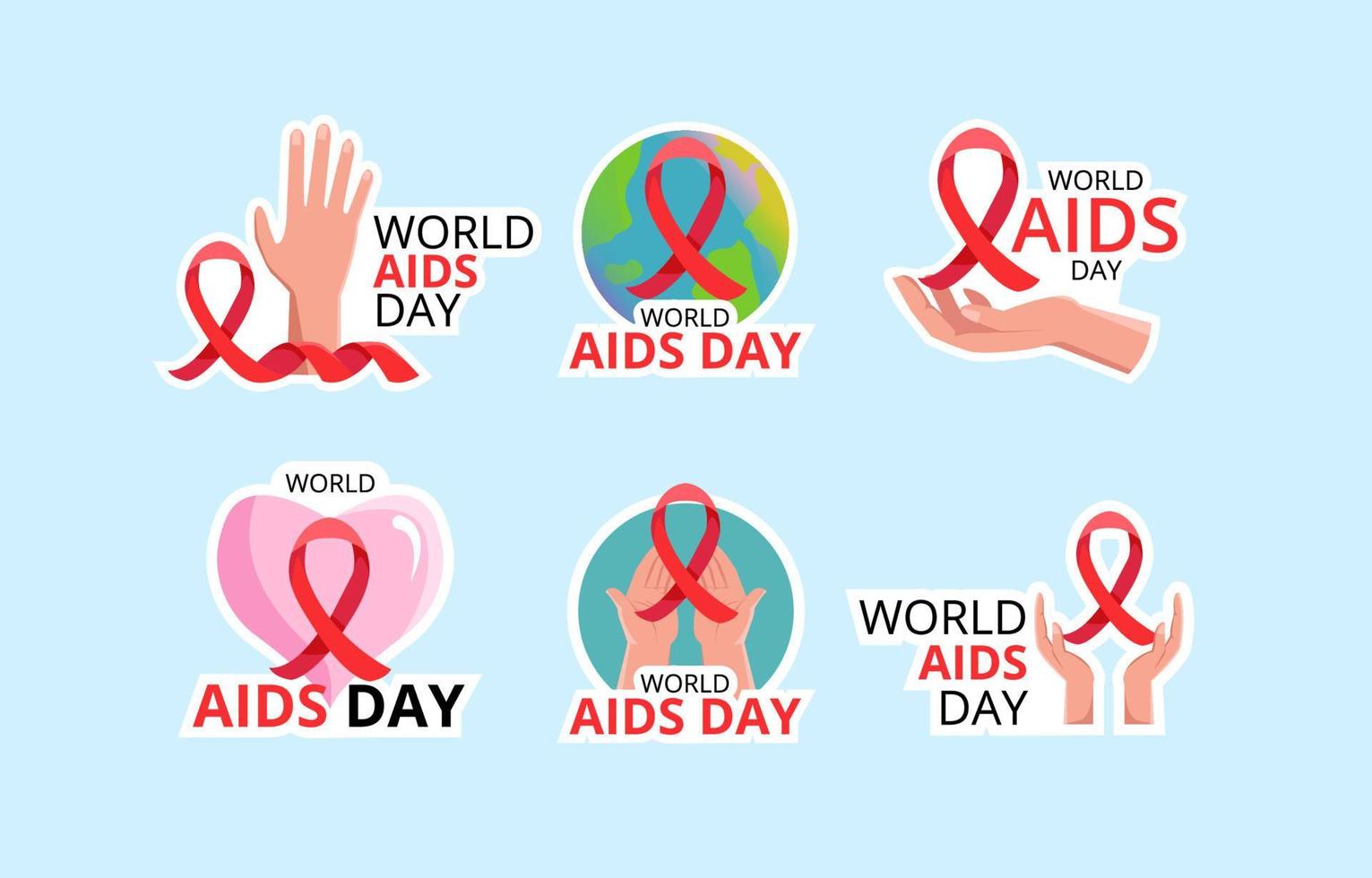 Sticker Set of World Aids Day vector