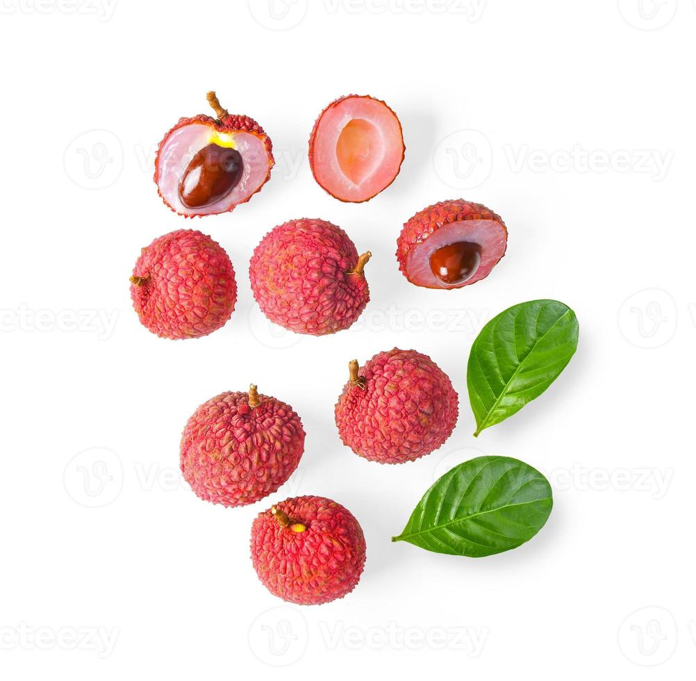 Top view of lychee isolated on white background photo