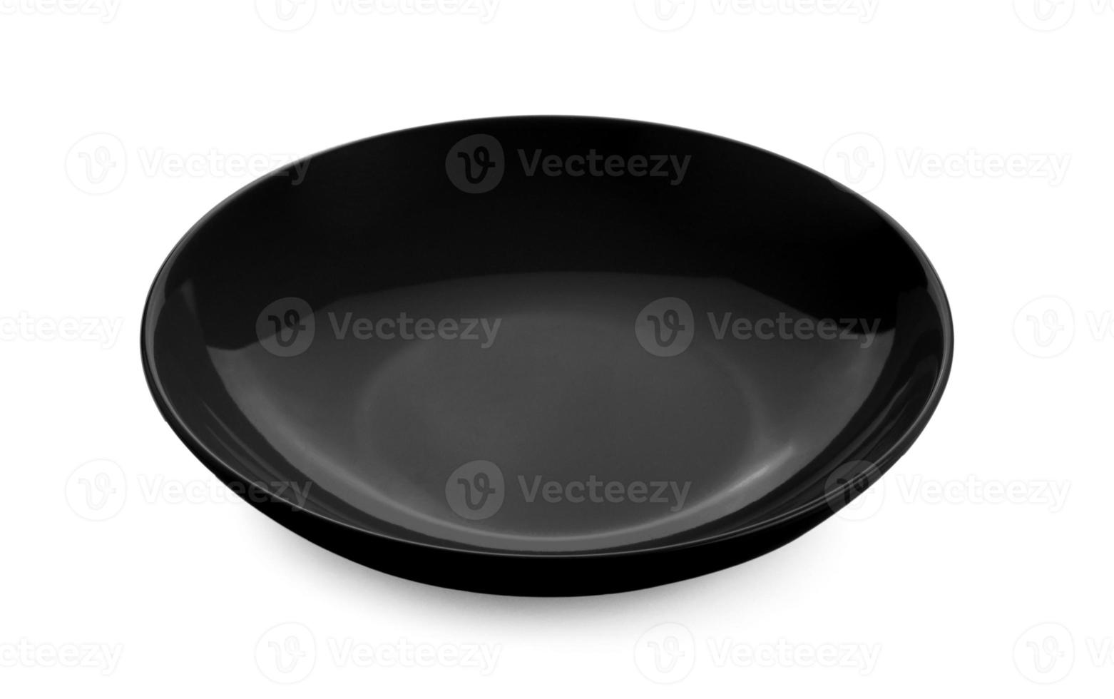 empty black plate on white background photo