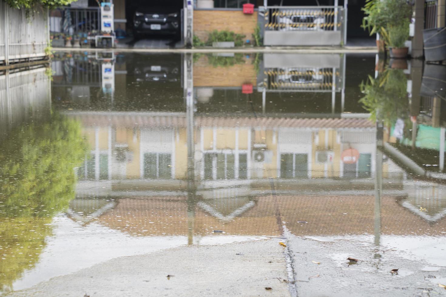 NONTHABURI, THAILAND-NOVEMBER 4, 2021 Low-Level Alley Flooding in The Pruksa Ville. photo