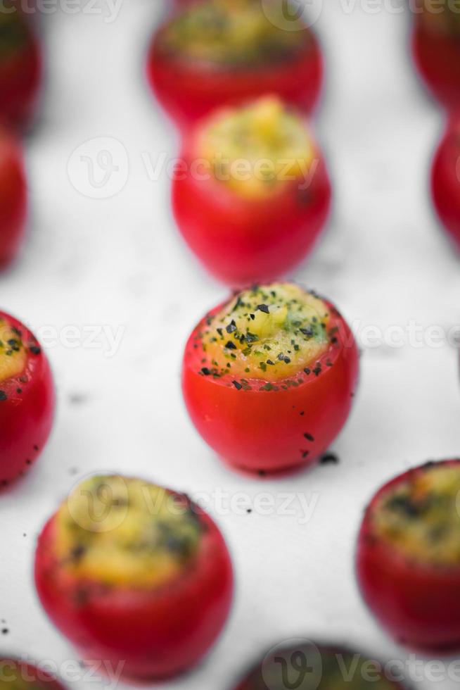 Tomatoes with cheese snacks photo