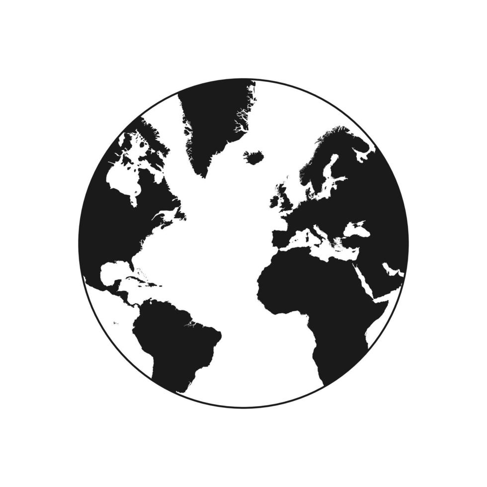 Vector Illustration of Black Globe With Map