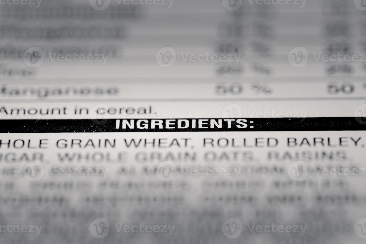 Shallow depth of Field image of Nutrition Facts photo