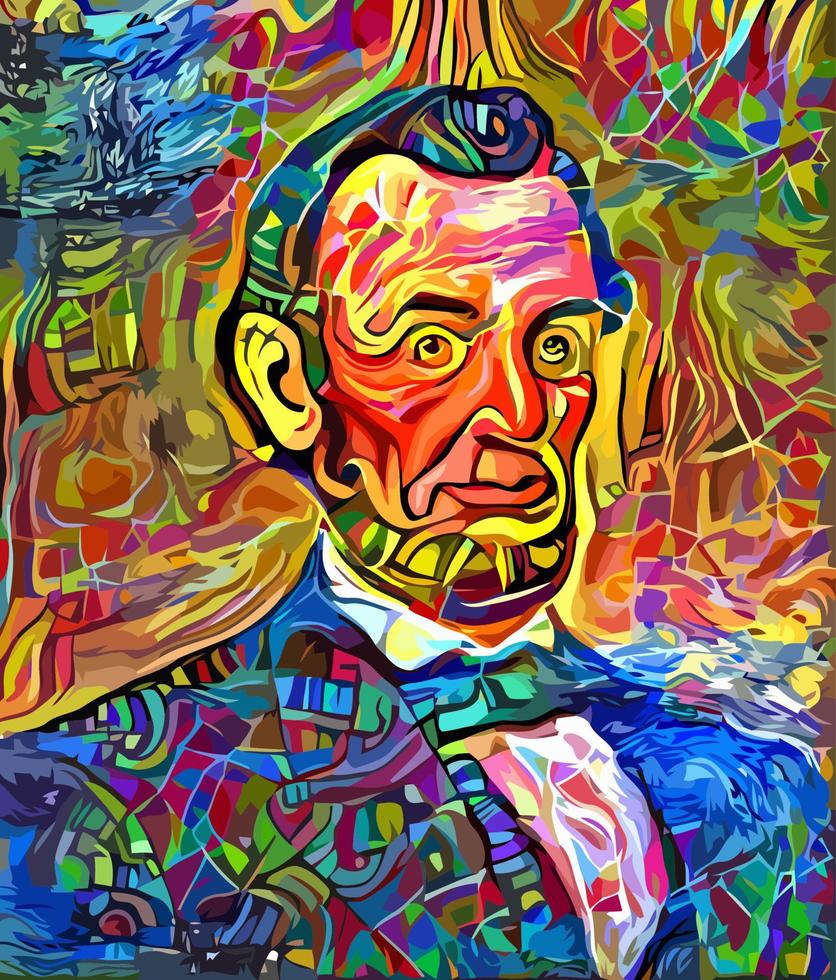 Abraham Lincoln Impressionist Portrait Painting vector