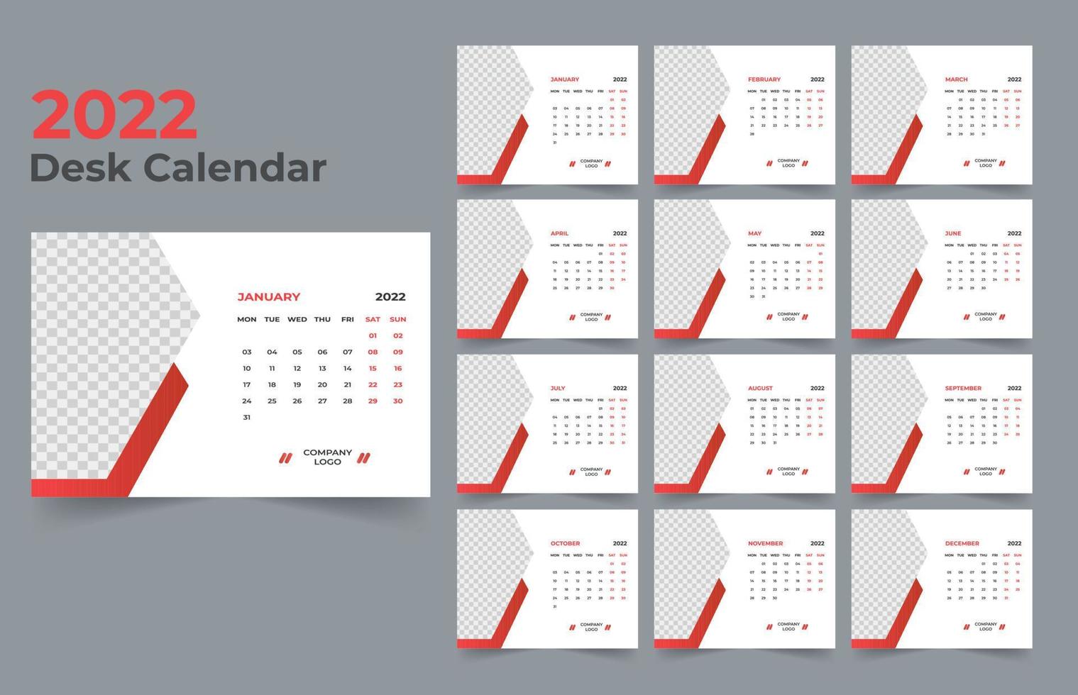 2022 Desk Calendar Template Design vector