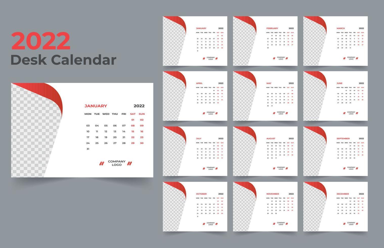 2022 Desk Calendar Template Design vector