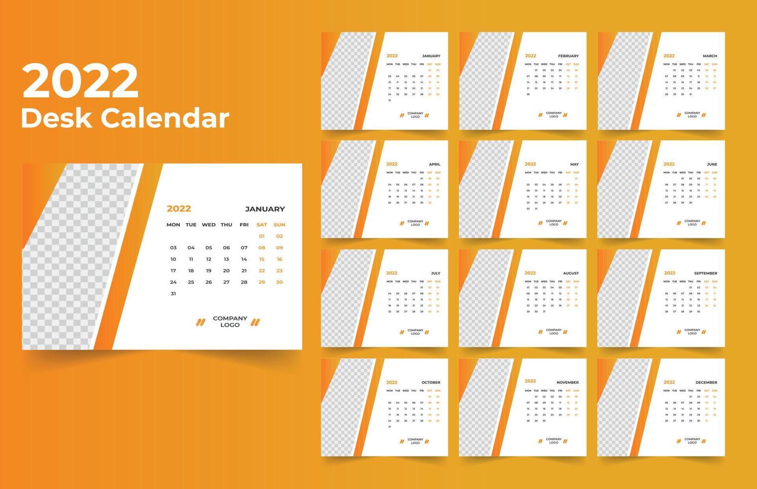 Diseño de plantilla de calendario de escritorio 2022 vector