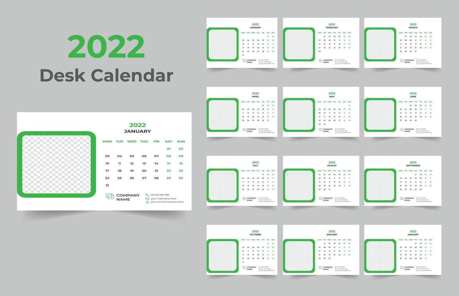 2022 Desk Calendar Template Design vector