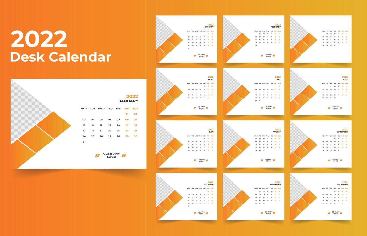 2022 Desk Calendar Template Design vector