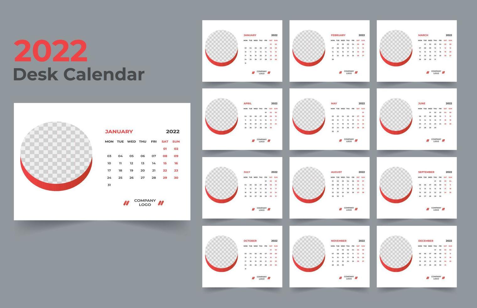 diseño de calendario de escritorio 2022 vector