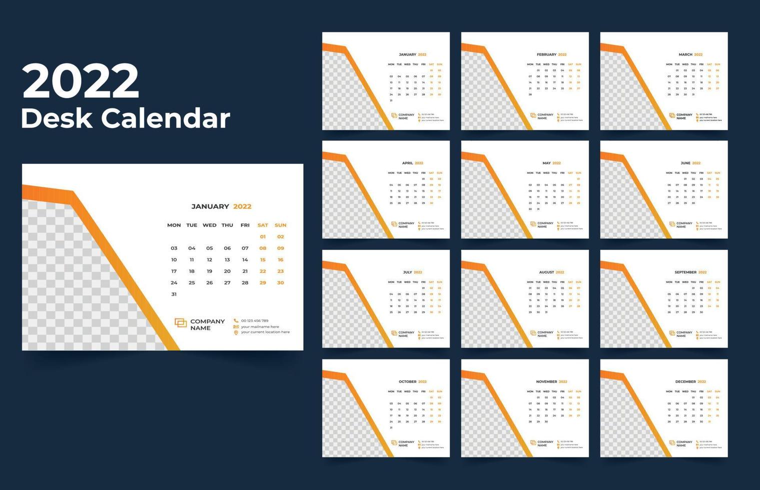 Desk Calendar Design 2022 vector