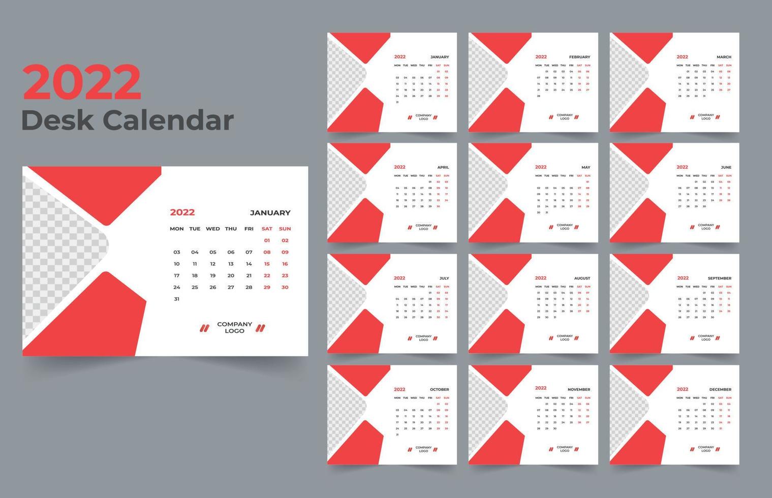 2022 Desk Calendar Template Design vector