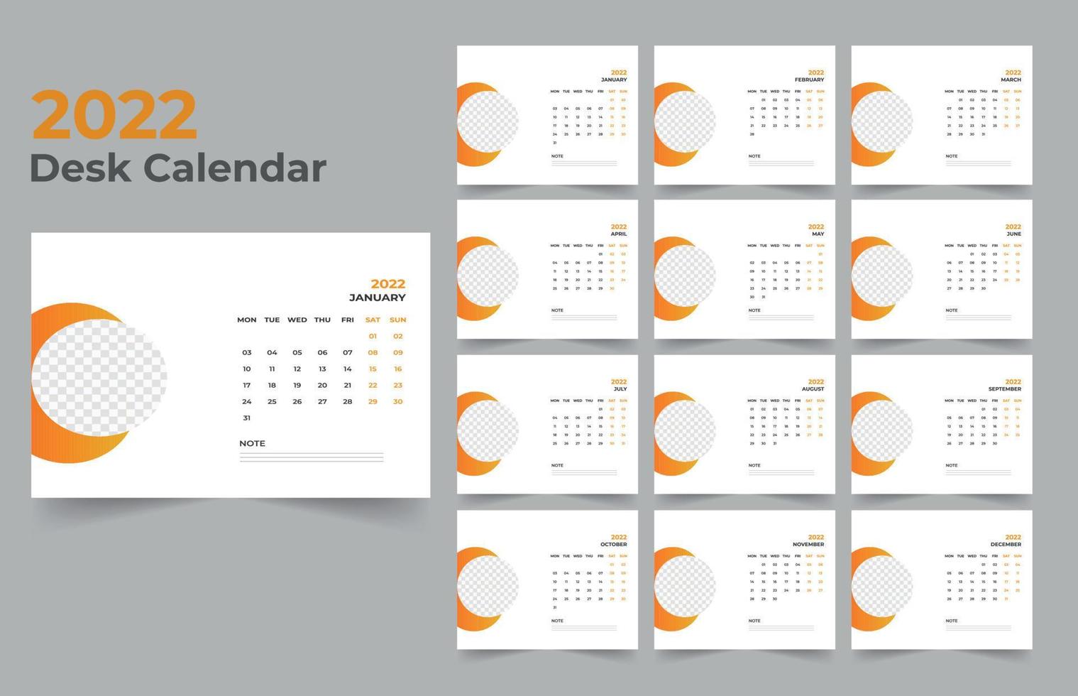 Diseño de plantilla de calendario de escritorio 2022 vector