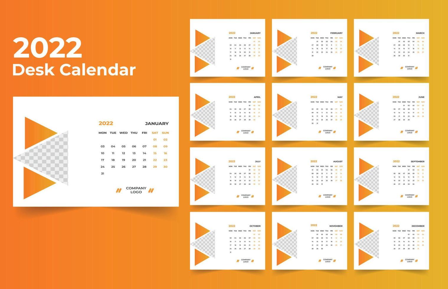 Diseño de plantilla de calendario de escritorio 2022 vector