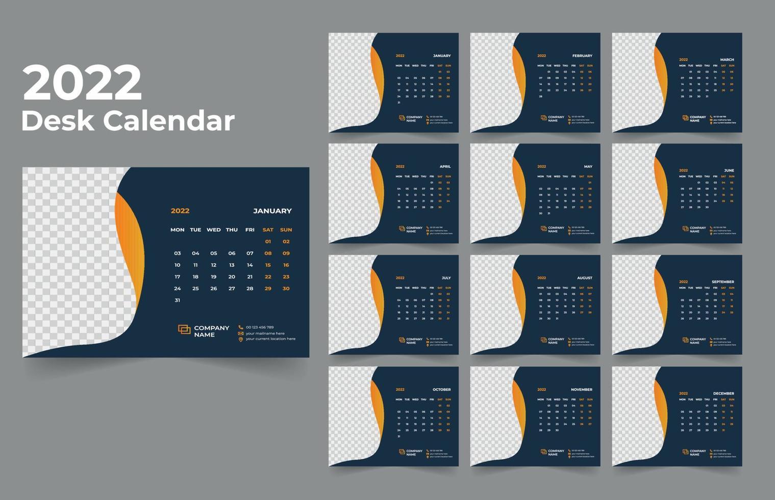 Desk Calendar Design 2022 vector