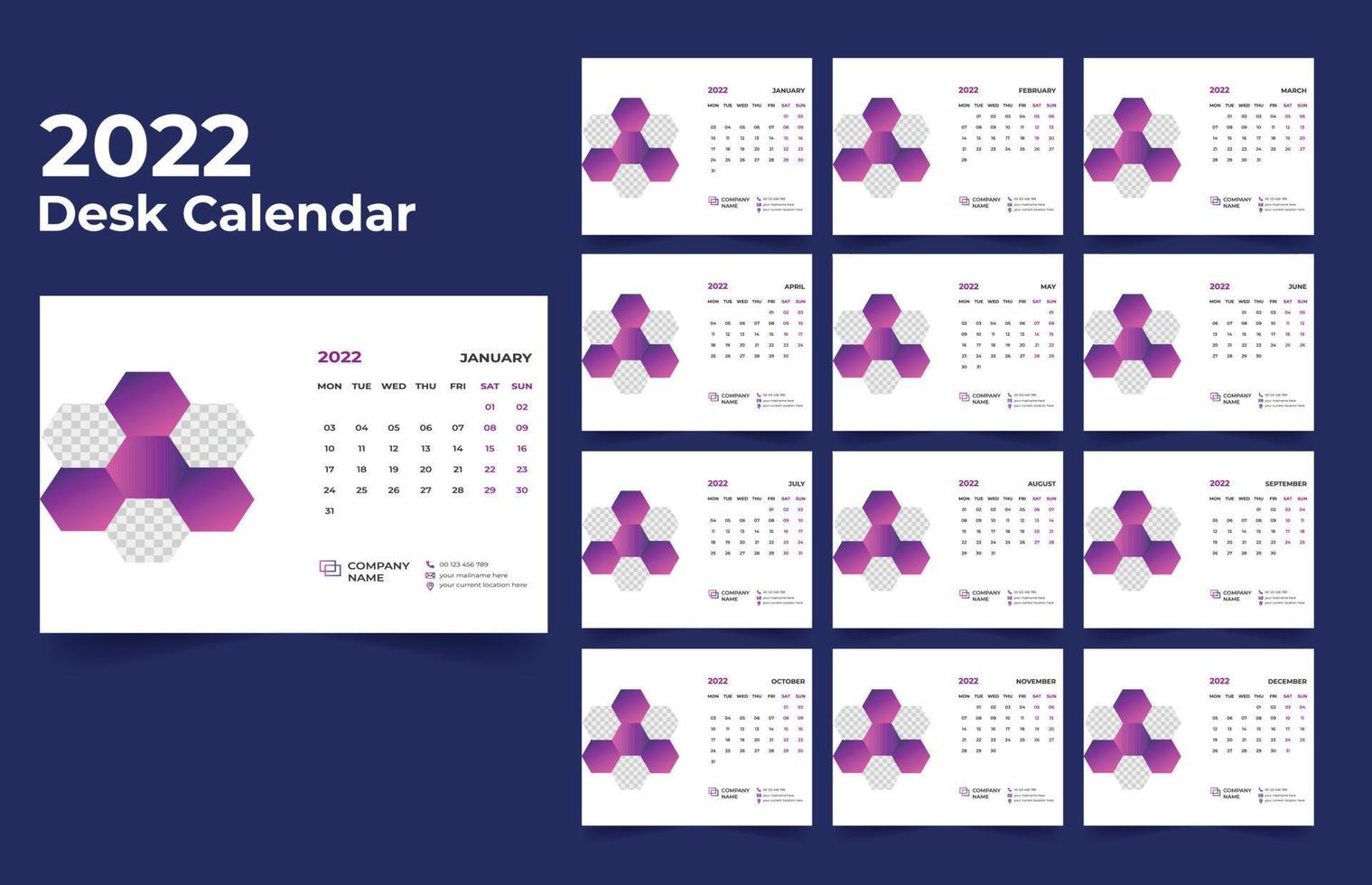 Desk Calendar Design 2022 vector