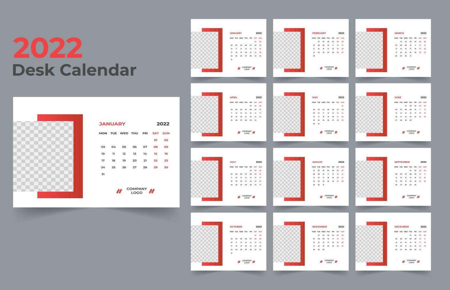 Desk Calendar Design 2022 vector