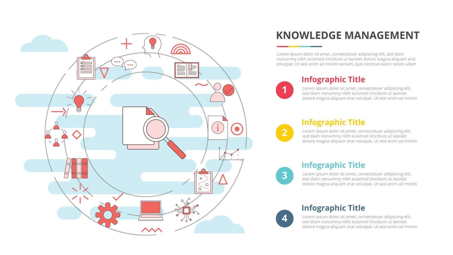 knowledge management concept for infographic template banner with four point list information vector